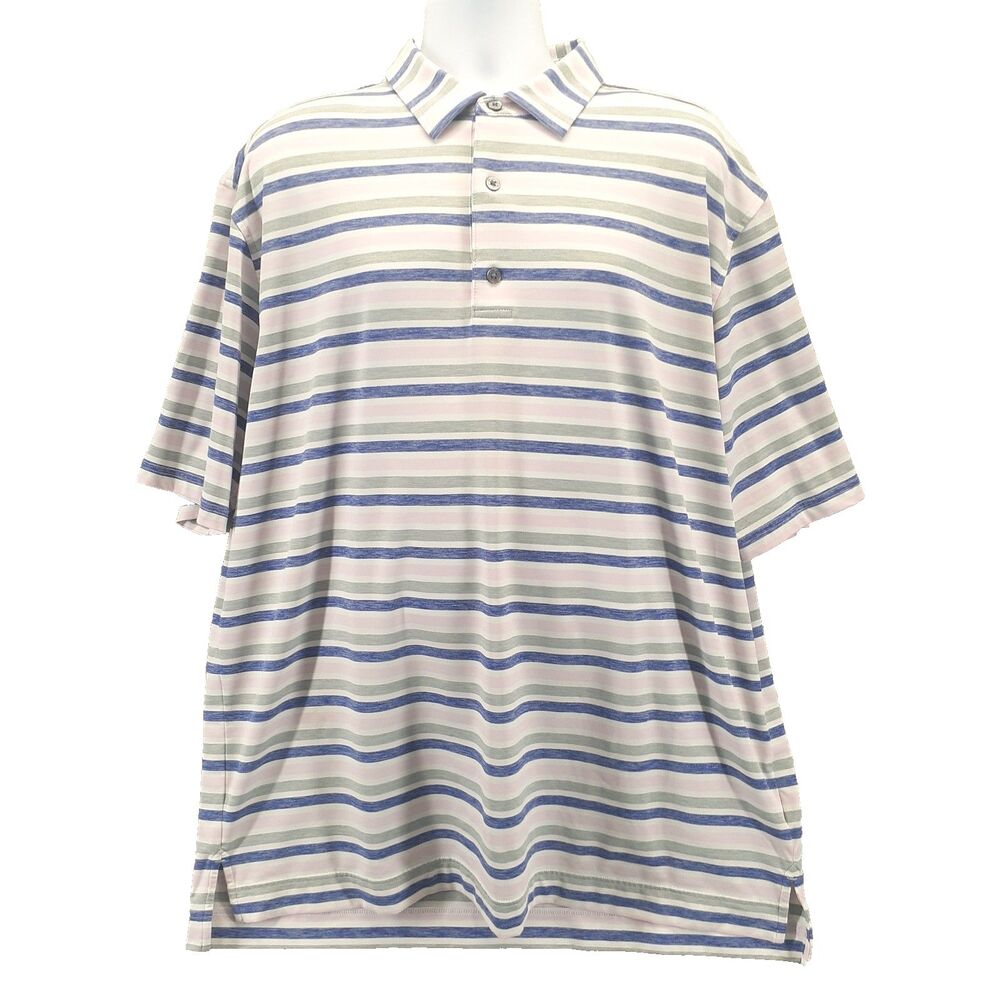 FootJoy FJ Men's Sz 2XL Golf Multicolored Striped Polo Shirt Texas Star Logo